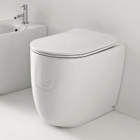 Унитаз безободковый пристенный 55х35 см, с креплениями WB5N, цвет: белый глянцевый - Gidratop.ru изображение