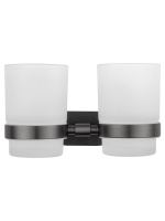 Два стакана для зубных щеток с держателем WONZON & WOGHAND GRAFFITY, Темный графит (WW-9328-GM) - Gidratop.ru изображение