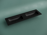 Раковина накладная мебельная CERAMICANOVA Grace прямоугольная 1610x457x137 с двумя чашами и отверстиями под смеситель цвет черный матовый CN7023MB - Gidratop.ru изображение