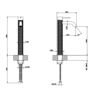 GESSI 316 смеситель для раковины на 1 отверстие, высокий, h=305мм, без донного клапана, излив 123мм, цвет: steel brushed - Gidratop.ru изображение