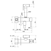 Newform Idroscopini Смеситель с гигиеническим душем, держатель, шланг 120 см, наружная часть (для 31093) цвет: PVD Br. Gun Metal - Gidratop.ru изображение