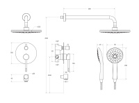 RELAX-DSET-01 Душевой комплект встраиваемый (смеситель встраиваемый, верхний душ, ручной душ со шлангом, штуцер с держателем), хром - Gidratop.ru изображение