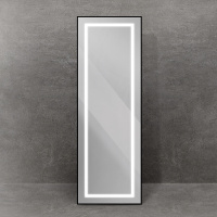 Интерьерное зеркало в алюминиевой раме со встроенным светильником и сенсорным выключателем, напольное, SPC-KRAFT-555-1700-TCH-PIA-NERO, 555x1700 мм - Gidratop.ru изображение