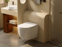 Комплект подвесной унитаз ABBER Bequem AC1100T белый с инсталляцией AC0105 и кнопкой AC0121MB черный матовый - Gidratop.ru изображение