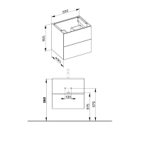 Тумба под раковину Keuco Plan 32953110000, 65 см, подвесная, 2 ящика, цвет антрацит глянцевый - Gidratop.ru изображение