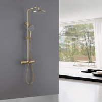 Душевая стойка ABBER Thermostat AF8516GL с термостатом и изливом, золото матовое - Gidratop.ru изображение