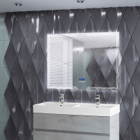 Зеркало с LED подстветкой, К6500, сенсорным выключателем Touch System, системой антизапотевания, с радио и реверсивнаятчиком температуры 45064, 120x90 - Gidratop.ru изображение