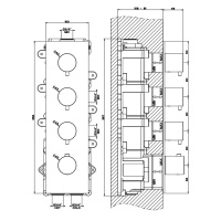 GESSI 316 встраиваемый термостатический смеситель на 3 источника, резьба 3/4 (внешние части), цвет: steel brushed - Gidratop.ru изображение