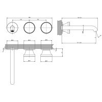 GESSI Origini смеситель для раковины встраиваемый  с изливом на 3 отв, в компл с отд вставкой, цвет Brushed Brass PVD (внешняя часть) - Gidratop.ru изображение