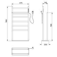 Полотенцесушитель электрический напольный WONZON & WOGHAND ESSEN, Черный матовый (WW-A407-MB) - Gidratop.ru изображение
