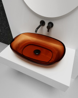 Раковина накладная прозрачная ABBER Kristall AT2805Opal коричневая - Gidratop.ru изображение