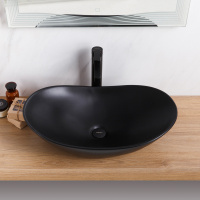 Раковина накладная керамическая, чёрная матовая, BB1404-H301, 605x370x150 - Gidratop.ru изображение