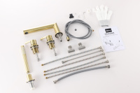 Смеситель ABBER Perfekte 316 AF8A13BG на борт ванны с лейкой, золото брашированное - Gidratop.ru изображение