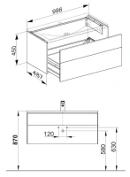 Тумба под раковину Keuco Royal Reflex 100 см подвесная, трюфель, 34070140000 - Gidratop.ru изображение