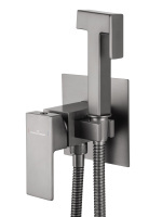 Смеситель с гигиеническим душем встраиваемый WONZON & WOGHAND CUBE, Темный графит (WW-88829016-BGM) - Gidratop.ru изображение