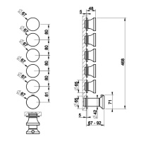 GESSI ORIGINI смеситель настенный встраиваемый, термостатический, с 5 запорными вентилями, внешняя часть, цвет Black Metal Brushed PVD - Gidratop.ru изображение