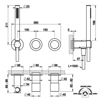 GESSI HABITO CESELLO смеситель настенный встраиваемый, однорычажный, с переключателем на 2 положения, с ручным душем, настенным держателем, цвет хром - Gidratop.ru изображение