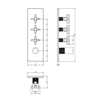 GESSI INCISO встраиваемый термостатический смеситель на 3 источника, резьба 3/4 (внешние части), цвет: nero XL - Gidratop.ru изображение