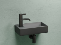 Умывальник подвесной прямоугольный (чаша справа, отверстие под смеситель слева) цвет темный антрацит матовый Element 407x217x100 - Gidratop.ru изображение