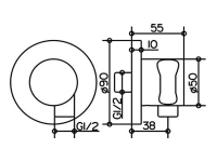 Шланговое подключение Keuco IXMO 59592 010001 с держателем душевой лейки DN 15, круглое основание - Gidratop.ru изображение