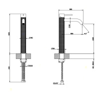 GESSI 316 смеситель для раковины на 1 отверстие, высокий, h=305мм, без донного клапана, излив 156мм, цвет: steel brushed - Gidratop.ru изображение