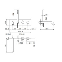 Newform X-STEEL 316 Смеситель для ванны встраиваемый с ручным душем, излив 231 мм,  внешняя часть , цвет: INOX - Gidratop.ru изображение