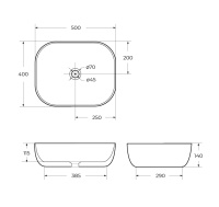 Раковина накладная керамическая, прямоугольная, серая матовая, BB1302-H311, 500x400x140 - Gidratop.ru изображение