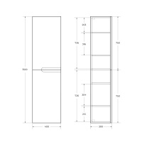 DUET Шкаф подвесной с двумя распашными дверцами с доводчиками, с двумя полками, универсальный, Grafito, 400x300x1500, DUET-1500-2A-SC-GR-P - Gidratop.ru изображение