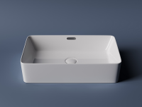 Умывальник чаша накладная прямоугольная со сливом переливом Element 600x380x140мм - Gidratop.ru изображение