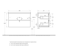 DUE База под раковину подвесная с двумя выкатными ящиками, Bianco Lucido, 800x422x500, DUE-800-2C-SO-BL-P - Gidratop.ru изображение