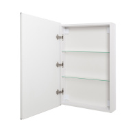 Зеркальный шкаф с одной распашной дверью, с двумя стеклянными полками, со встроенной подсветкой и сенсорным выключателем SPC-GRT-500/800-1A-LED-TCH, 12W, 220-240V, 500x800x150 - Gidratop.ru изображение