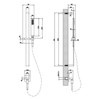 Gessi Rettangolo душевая стойка с ручным душем и выводом воды из стены, цвет: Finox - Gidratop.ru изображение