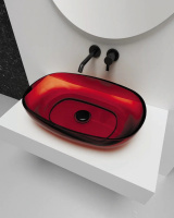 Раковина накладная прозрачная ABBER Kristall AT2805Rubin красная - Gidratop.ru изображение