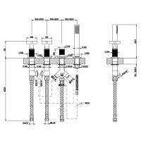 GESSI INCISO смеситель для ванны на 4 отверстия для наполнения через слив-перелив, переключатель, с ручным душем, цвет: хром - Gidratop.ru изображение
