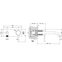 GESSI 316 встраиваемый смеситель для раковины с изливом 200-170мм (внешняя часть), цвет: steel brushed - Gidratop.ru изображение