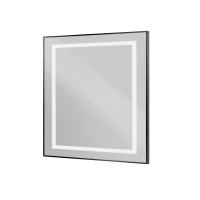 Зеркало в алюминиевой раме со встроенным светильником и сенсорным выключателем по периметру рамы, SPC-KRAFT-900-800-SENS-NERO, 900x800x32 мм - Gidratop.ru изображение