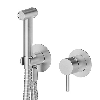 Newform X-STEEL 316 Смеситель с гигиеническим душем, держатель, шланг 120 см, наружная часть (для 27852) цвет: INOX