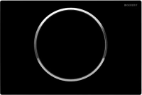 Клавиша Geberit Sigma Type 10 115.758.KM.5 , одинарный смыв, рамка-чер./кнопка-чер./кольцо-хр.глян - Gidratop.ru изображение