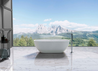 Ванна из искусственного камня Vincea VBT-4S04MW, 1700*800*560, белый мат., слив-перелив в комплекте - Gidratop.ru изображение