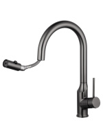 Смеситель для кухни с выдвижным изливом WONZON & WOGHAND, Темный графит (WW-A21252-BGG) - Gidratop.ru изображение