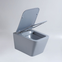 Унитаз подвесной Q-Line VT1-12MO безободковый, цвет океан мат., ультратонкое soft close сиденье - Gidratop.ru изображение