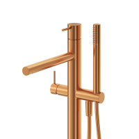 LEAF-VDP-L-SS Напольный смеситель для ванны и душа однорычажный в комплекте с ручным душем и шлангом, исполнение Sunset - Gidratop.ru изображение