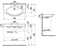 Раковина Laufen Palace 8.1270.2.000.104.1 90 с полотенцедержателем - Gidratop.ru изображение
