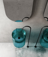 Раковина подвесная прозрачная ABBER Kristall AT2704Aquamarin бирюзовая - Gidratop.ru изображение