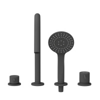 LEAF-BVDM4-L-NOP смеситель на борт ванны врезной, на 4 отверстия, исполнение Чёрный матовый - Gidratop.ru изображение