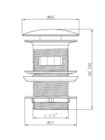 CZR-SAT-GM Донный клапан с системой "Клик-клак" с переливом, оружейная сталь - Gidratop.ru изображение