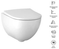 Подвесной безободковый унитаз Geberit Smyle 500.683.01.2 Square, крышка микролифт, белый (аналог 500.683.01.1) - Gidratop.ru изображение