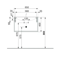 Тумба под раковину Keuco Plan 32951300000, 65 см, подвесная, 1 ящик, цвет белый глянцевый - Gidratop.ru изображение