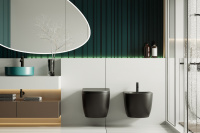 Комплект ABBER унитаз AC1100MB черный матовый с инсталляцией AC0105 и кнопкой AC0121MB, биде AC1150MB с инсталляцией AC0101P - Gidratop.ru изображение