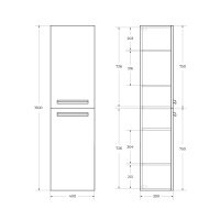 ECO Шкаф подвесной с двумя распашными дверцами с доводчиками, с двумя полками, универсальный, Grafito, 400x300x1500, ECO-1500-2A-SC-GR-P - Gidratop.ru изображение